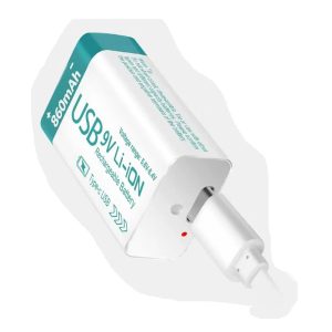 BATERIA 9V RECARGABLE 860mAH Li-iON USB Tipo C