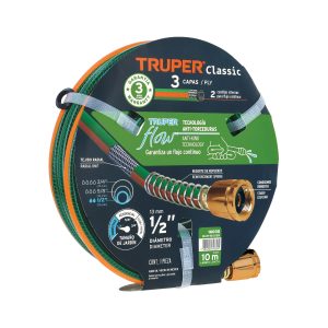 MANGUERA JARDIN 1/2" 10M 3 CAPAS ANTI TORCEDURAS TRUPER